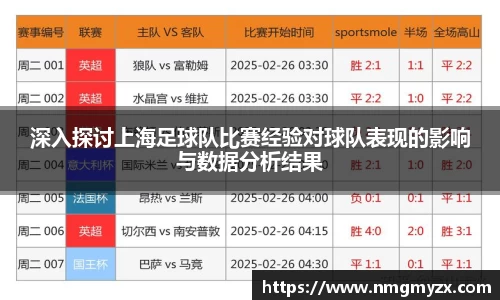 深入探讨上海足球队比赛经验对球队表现的影响与数据分析结果