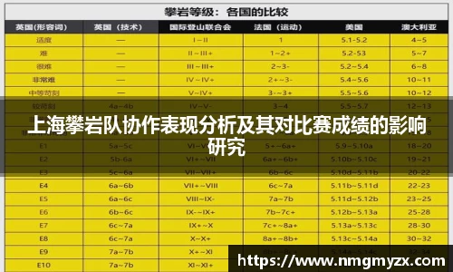 上海攀岩队协作表现分析及其对比赛成绩的影响研究